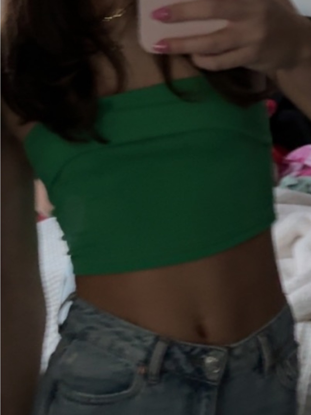 SHEIN Green Bandeau Crop Top